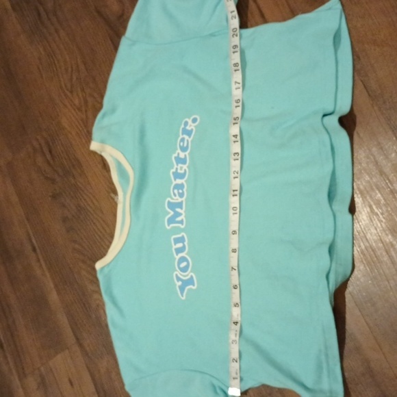 Your New Favorite Shirt You Matter Blue Ringer Cropped Tee A30 - Picture 5 of 6